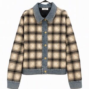 Bacio Plaid Jacket with Denim Accents Size L